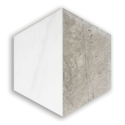 Gris Thala, Bianco Dolomiti Mosaico de mármol hexagonal apomazado de 8 pulgadas