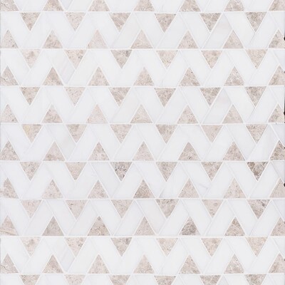 Silver Shadow, Snow White Honed Monte Marble Mosaics 12 3/8×12 3/8