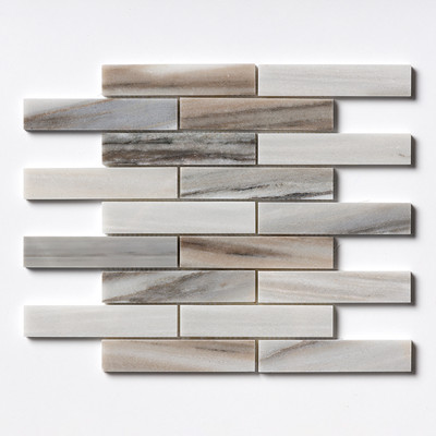 Silver Sky Honed 1 1/4x6 Marble Mosaic 12x12