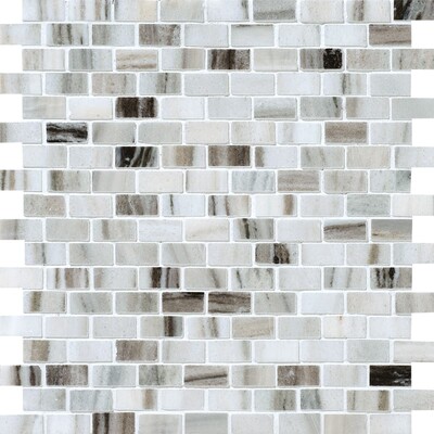 Mosaico de mármol Silver Sky Honed 5/8x1 1/4 12x12