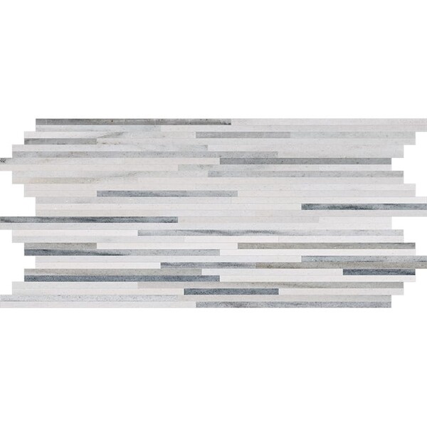 Silver Sky Honed Bamboo Marble Mosaics 6×12