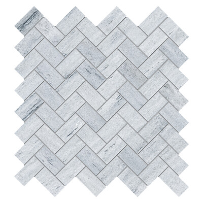 Neptune White Honed Herringbone 1×2 Marble Mosaics 11×11