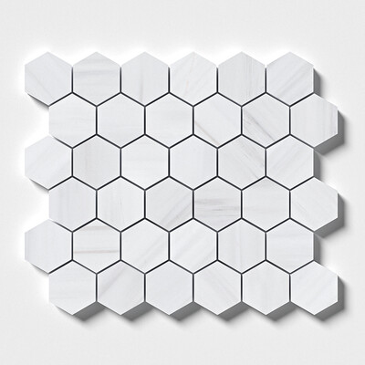 Bianco Dolomiti Polished Hexagon Marble Mosaic 10 3/8x12