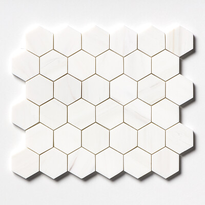 Bianco Dolomiti Honed Hexagon Marble Mosaic 10 3/8x12