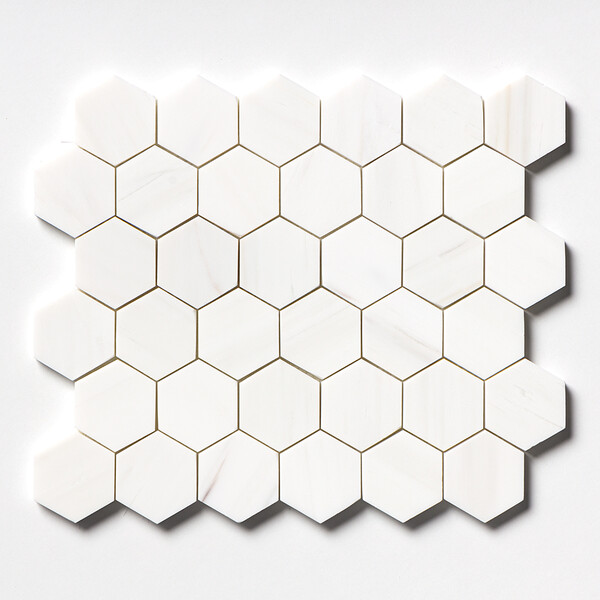 Bianco Dolomiti Honed Hexagon Marble Mosaics 10 3/8×12