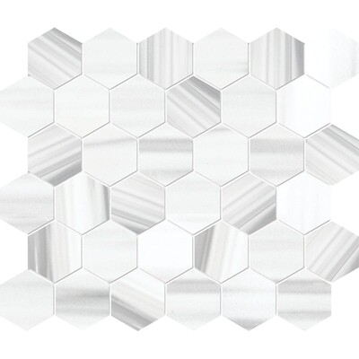 Mink Mosaico de mármol hexagonal apomazado blanco 10 3/8x12