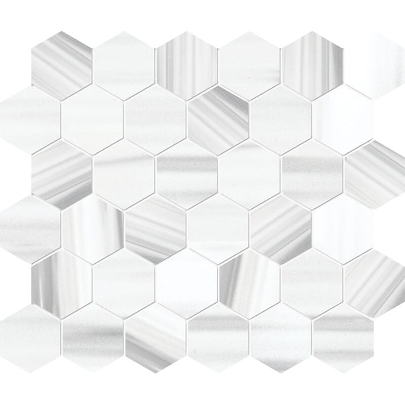 Mink White Honed Hexagon Marble Mosaics 10 3/8×12