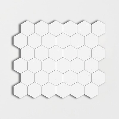 Thassos Honed Hexagon Marble Mosaic 10 3/8x12