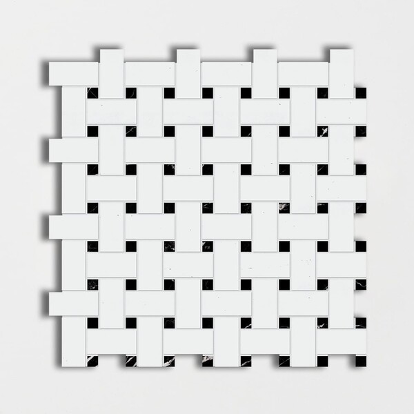 Thassos Honed Basket Weave Marble Mosaics 12×12