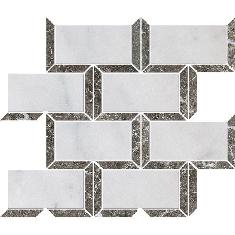 Avalon, Silver Drop Polished Cascade Marble Mosaics 9 5/8×11 13/16