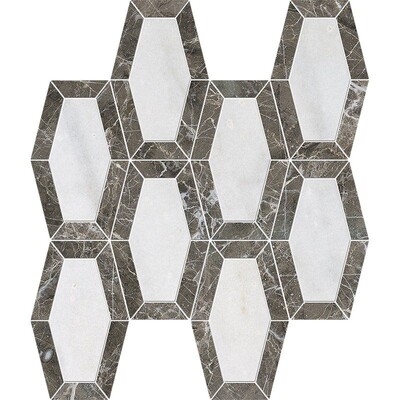 Avalon, Silver Drop Polished Lincoln Marble Mosaics 10 1/4×12 13/16