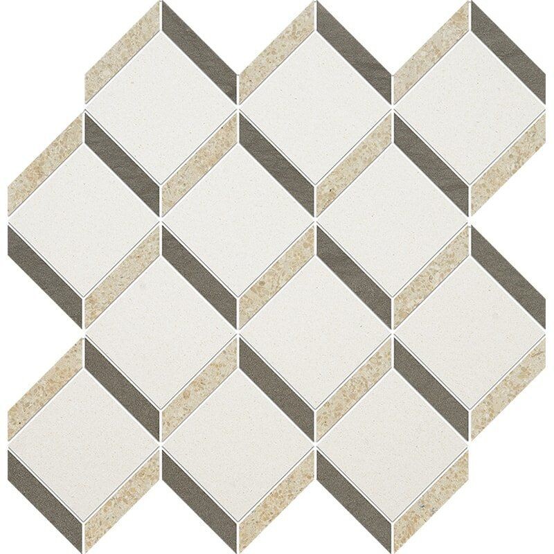 Champagne, Seashell, Bosphorus Honed Steps 3d Limestone Mosaics 14 9/16×14 15/16