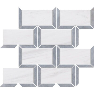 Snow White, Allure Multi Finish Cascade Marble Mosaics 9 5/8×11 13/16