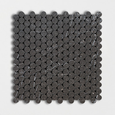 Nero Honed Penny Round Marble Mosaics 11 1/4×11 3/4