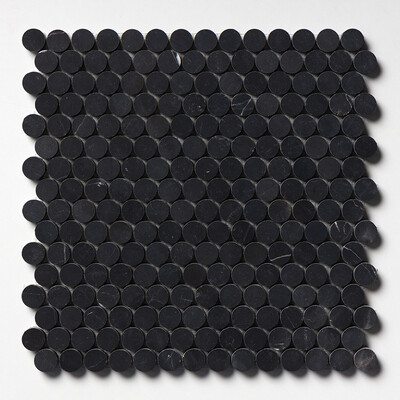 Black Honed Penny Round Marble Mosaics 11 1/4×11 3/4