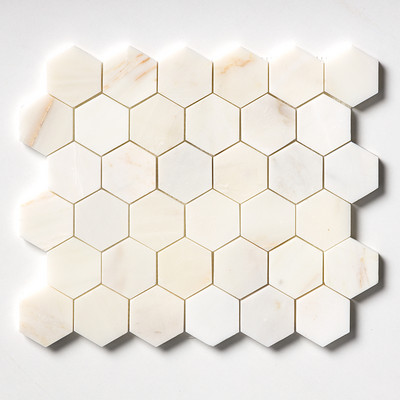 Calacatta Cremo Honed Hexagon Marble Mosaic 10 3/8x12