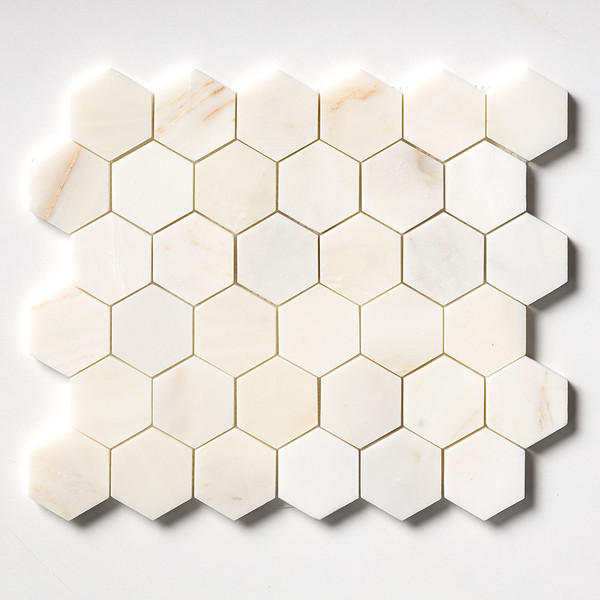 Mosaicos de mármol hexagonales pulidos Calacatta Cremo 10 3/8×12