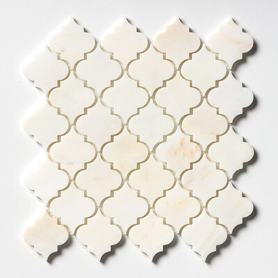 Mosaico de mármol arabesco Calacatta Cremo apomazado 12x12