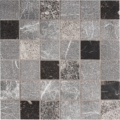 Iris Black Textured 2×2 Marble Mosaics 12×12