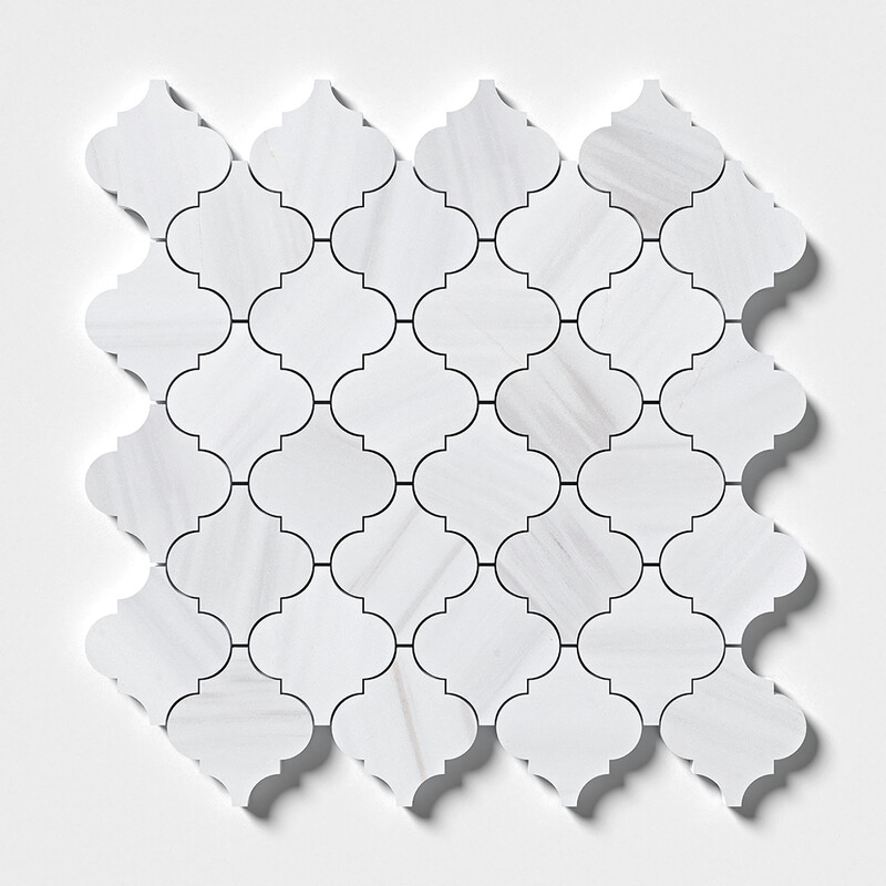 Bianco Dolomiti Polished Arabesque Marble Mosaics 12×12