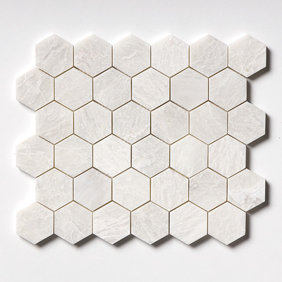 Mosaico de mármol Siberian White Honed Hexagon 2x2 10 3/8x12