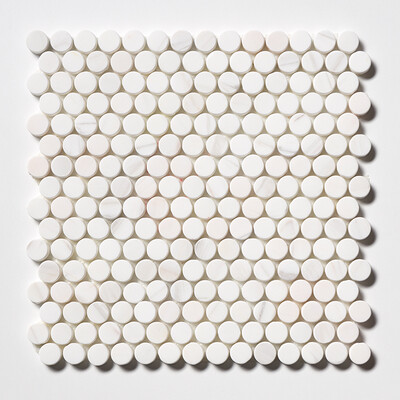 Snow White Tumbled Penny Round Marble Mosaics 11 1/4×11 3/4