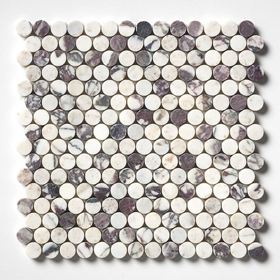 Calacatta Violet Honed Penny Round Marble Mosaics 11 1/4×11 3/4