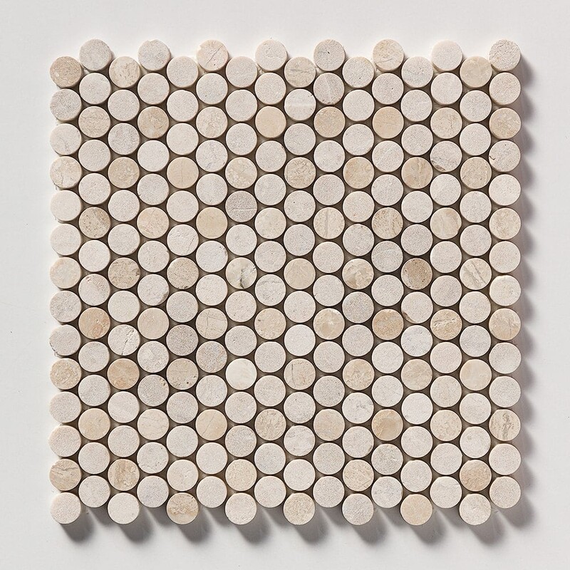 Royal Beige Multi Finish Penny Round Marble Mosaics 11 1/4×11 3/4