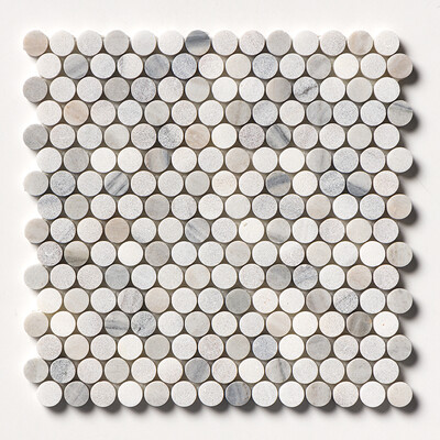 Silver Sky Multi Finish Penny Round Marble Mosaics 11 1/4×11 3/4