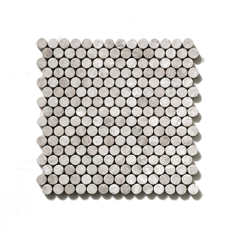 Silver Mystique Tumbled Penny Round Marble Mosaics 11 1/4×11 3/4