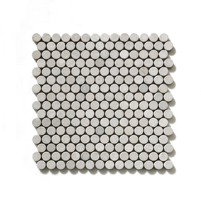 Thala Gray Tumbled Penny Round Limestone Mosaic 11 1/4x11 3/4