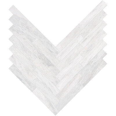 Blue Savoy Polished Large Herringbone Marble Mosaics 12 7/8×9 11/32