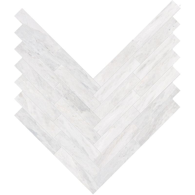 Blue Savoy Polished Large Herringbone Marble Mosaics 12 7/8×9 11/32