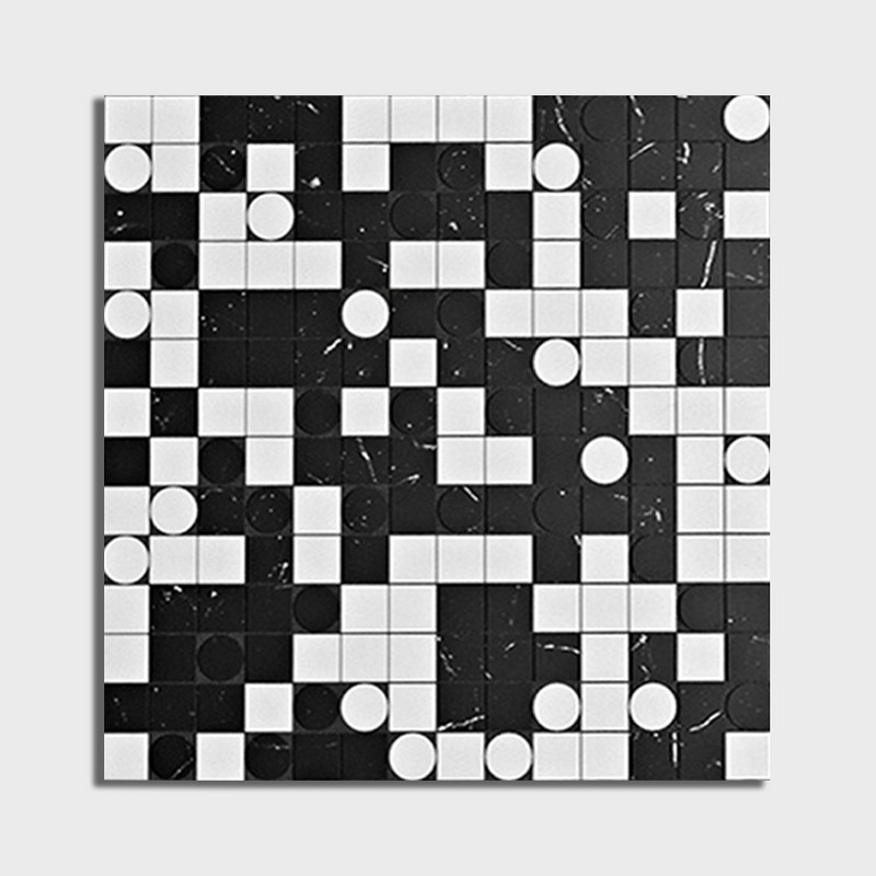 Checker Honed Othello Marble Mosaics 12×12