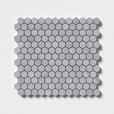 Bardiglio Light Honed Hexagon Marble Mosaic 11 5/8x12 3/8
