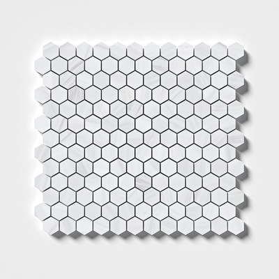 Bianco Dolomiti Mosaico de mármol hexagonal pulido 11 5/8x12 3/8