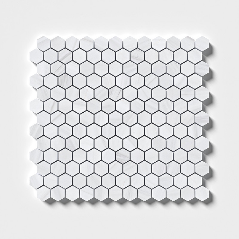 Bianco Dolomiti Honed Hexagon 1×1 Marble Mosaics 11 1/2×12 1/4
