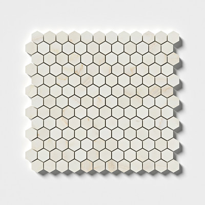 Calacatta Cremo Honed Hexagon Marble Mosaic 11 5/8x12 3/8