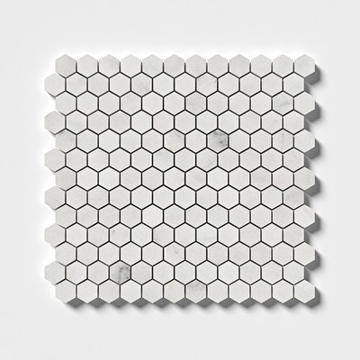Mosaico de mármol Calacatta T Honed Hexagon 11 5/8x12 3/8