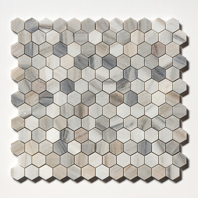 Mosaico de mármol Silver Sky Honed Hexagon 11 5/8x12 3/8
