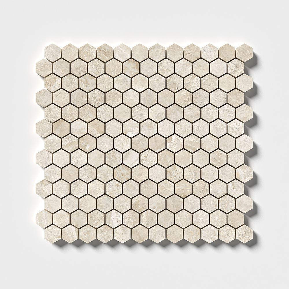Royal Beige Honed Hexagon Marble Mosaic 11 5/8x12 3/8