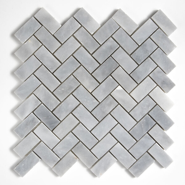 Bardiglio Light Honed Herringbone 1×2 Marble Mosaics 11×11