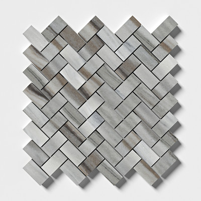 Silver Sky Honed Herringbone 1x2 Marble Mosaic 11 5/8x12 3/8