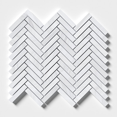 Bianco Dolomiti Honed Herringbone 5/8×3 Marble Mosaic 10 7/16×12 13/16