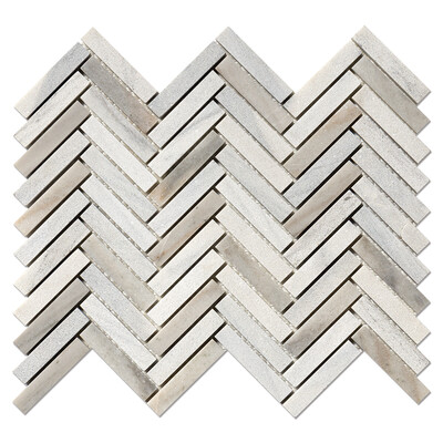 Skyline Multi Finish Herringbone 5/8×3 Marble Mosaics 10 7/16×12 13/16