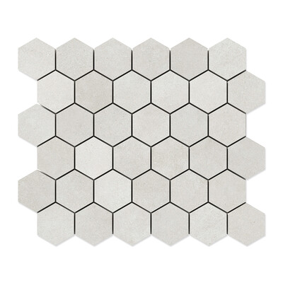 Smoke White Hexagon 2 Porcelain Mosaics 10 3/8×12