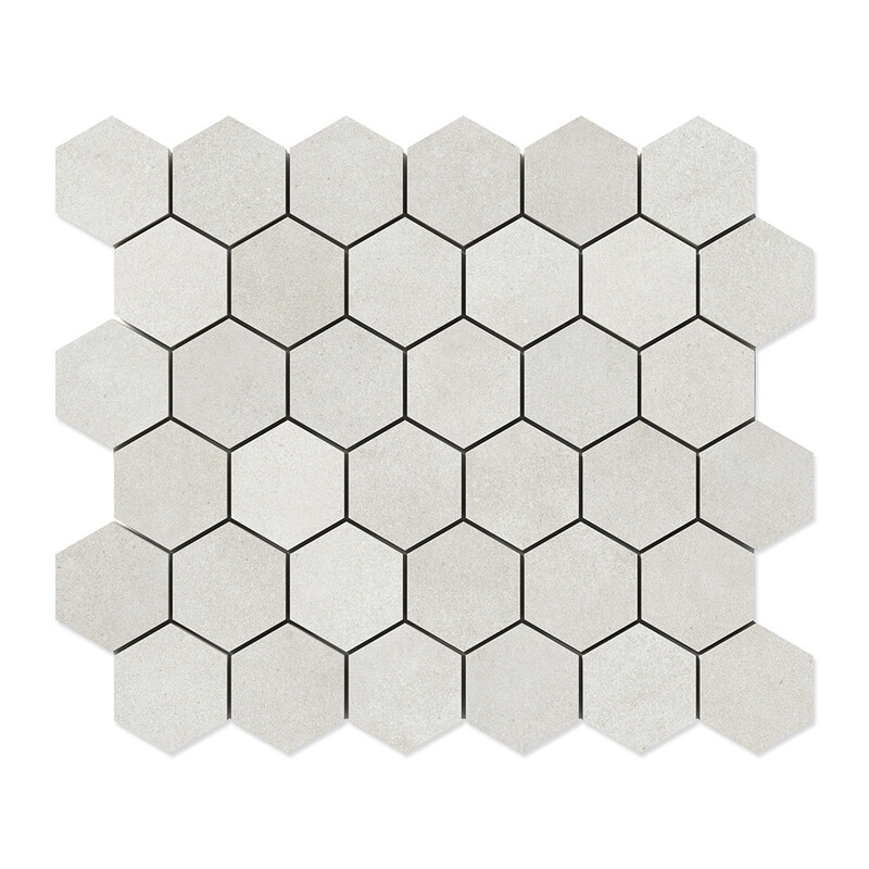 Smoke White Hexagon 2 Porcelain Mosaics 10 3/8×12