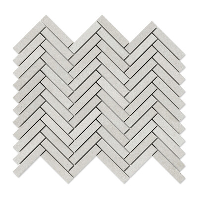 Smoke White Herringbone 5/8×3 Porcelain Mosaics 10 7/16×12 13/16