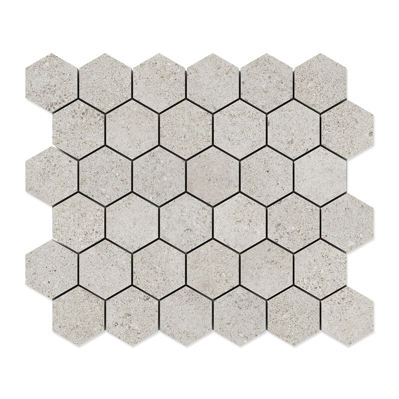 Cobblestone Light Hexagon 2 Porcelain Mosaics 10 3/8×12