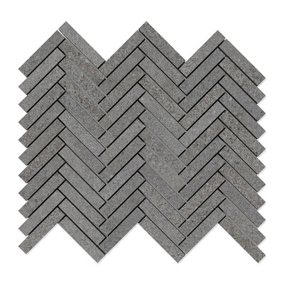 Cobblestone Dark Herringbone 5/8×3 Porcelain Mosaics 10 7/16×12 13/16